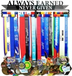 Medal Hanger Holder Display Rack for 40 Medals - always earned never given